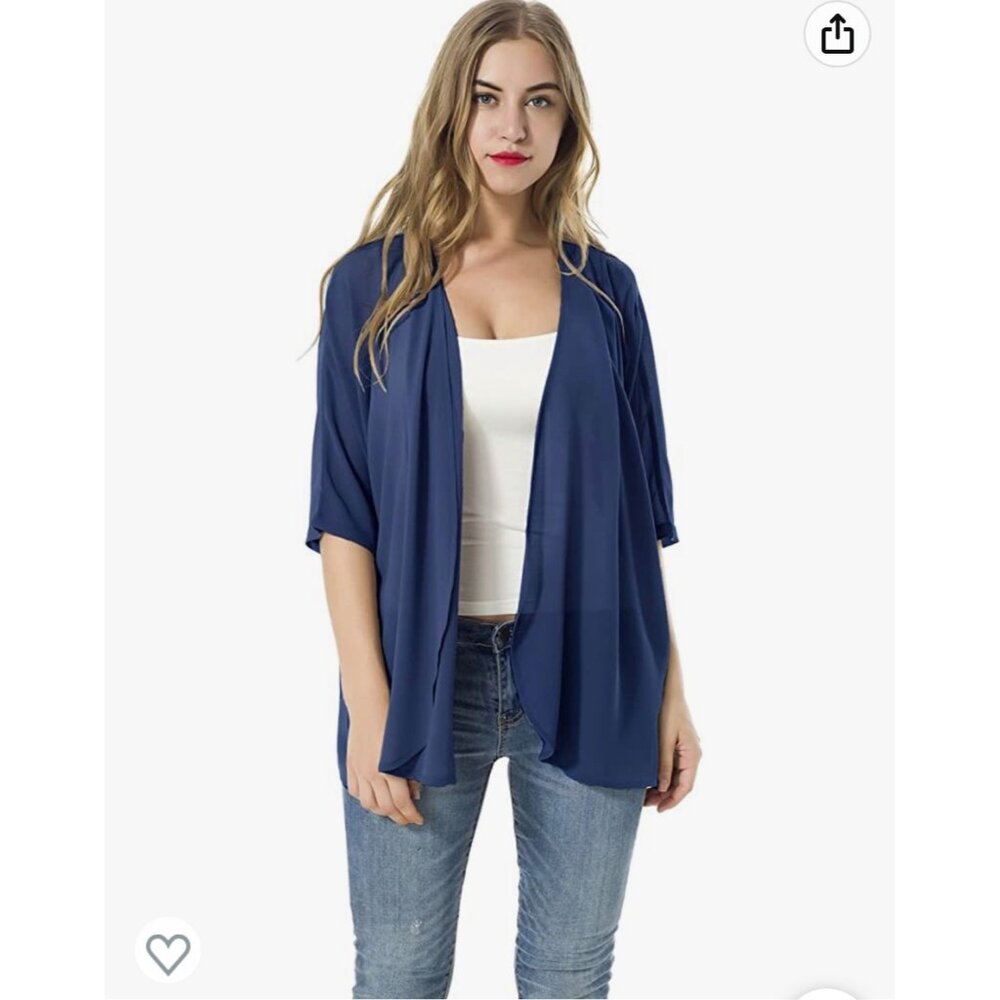 🌸3/$15🌸Sheer Navy Blue Large Open Front Cardigan